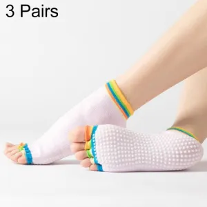 3 Pair Open-Toe Yoga Socks Indoor Sports Non-Slip Five-Finger Dance Socks, Size: One Size(Color Light Pink)