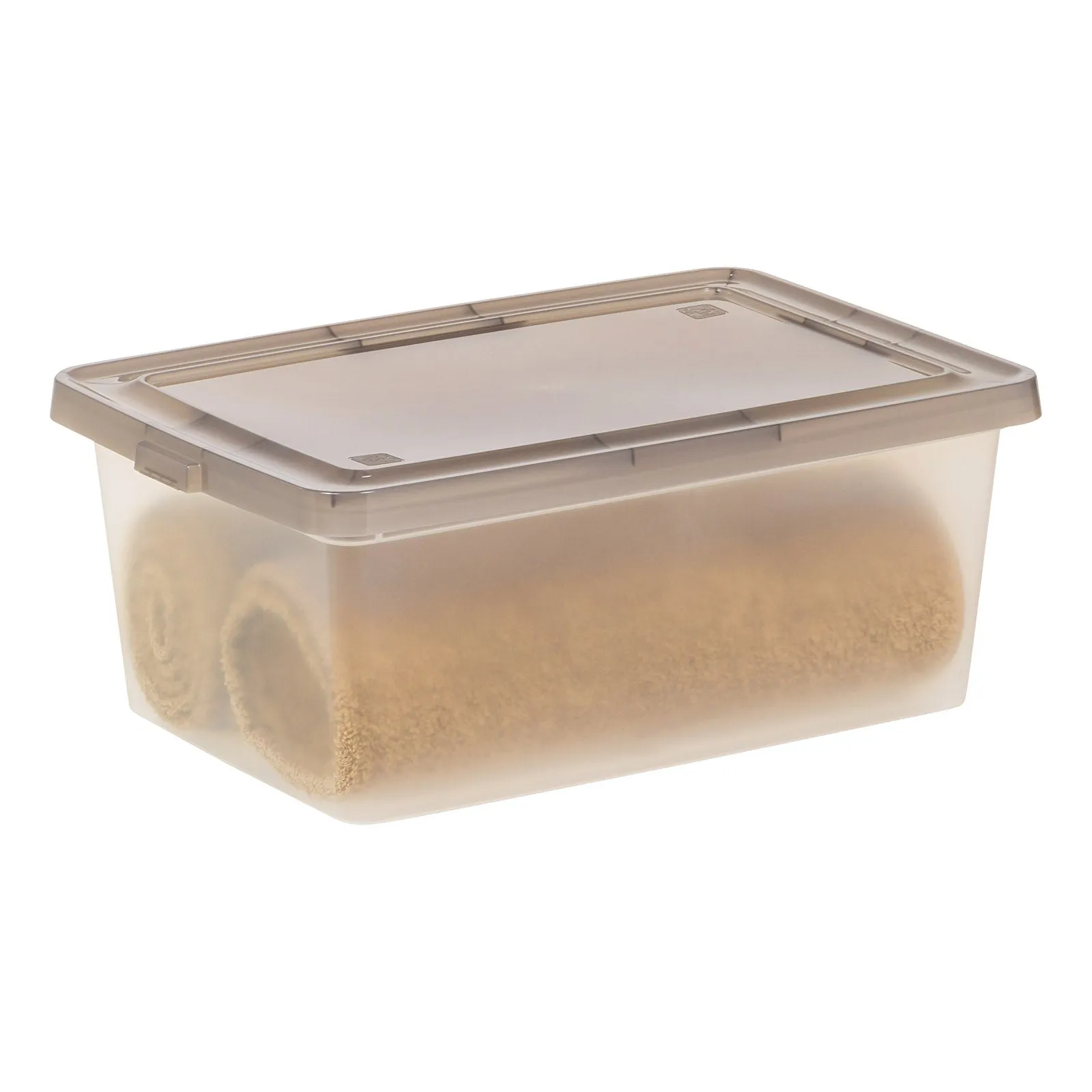 3.6 Gallon Snap Top Plastic Storage Box, Clear with Gray Lid, Pack of 6