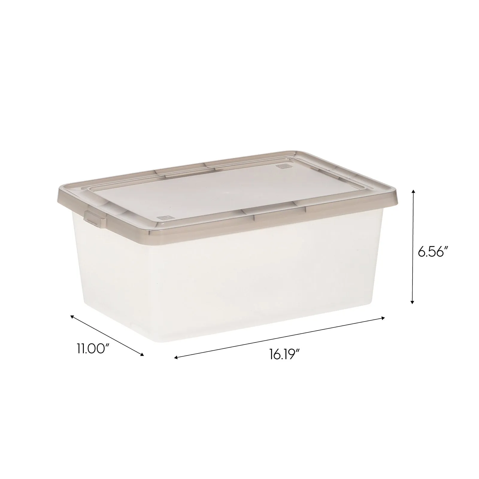 3.6 Gallon Snap Top Plastic Storage Box, Clear with Gray Lid, Pack of 6