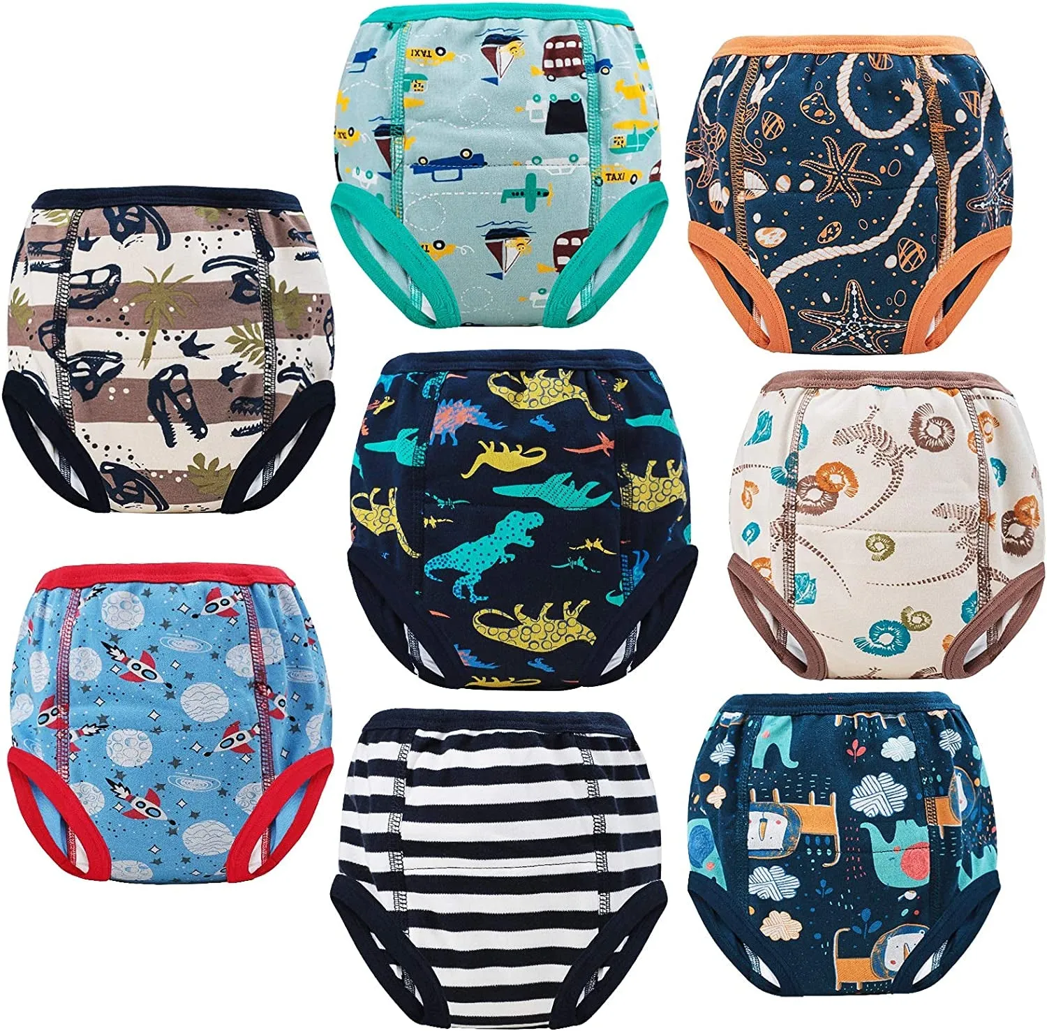 8 Packs Potty Training Underwear Cotton Absorbent Training Pants for Toddler Baby 2-6T