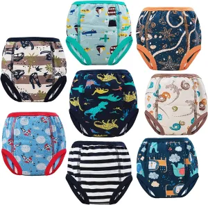 8 Packs Potty Training Underwear Cotton Absorbent Training Pants for Toddler Baby 2-6T