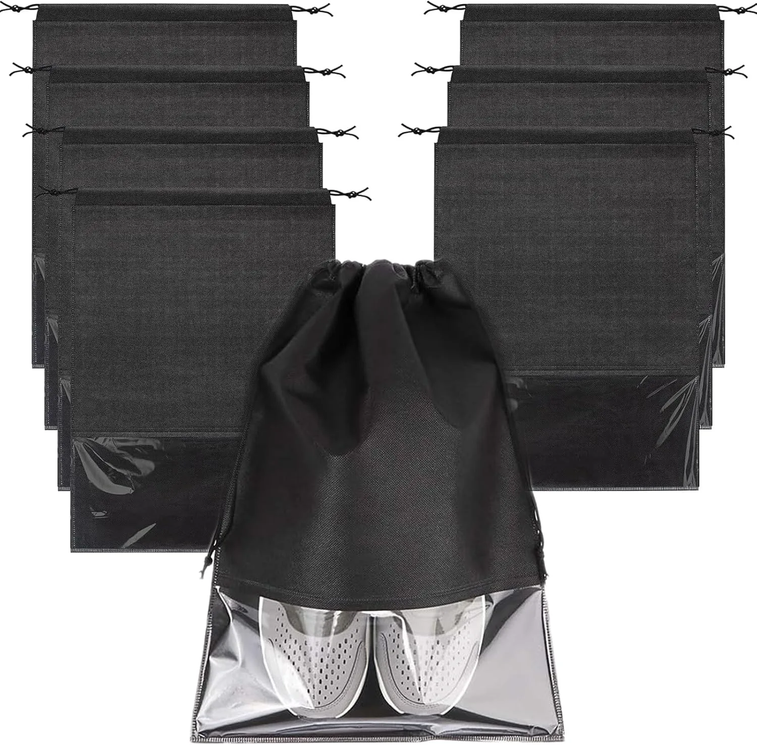 8 PCS Clear Shoe Bags - 15.7" x 11.8" Drawstring Travel Shoe Bags for Packing, Waterproof Dustproof Portable Shoe Storage