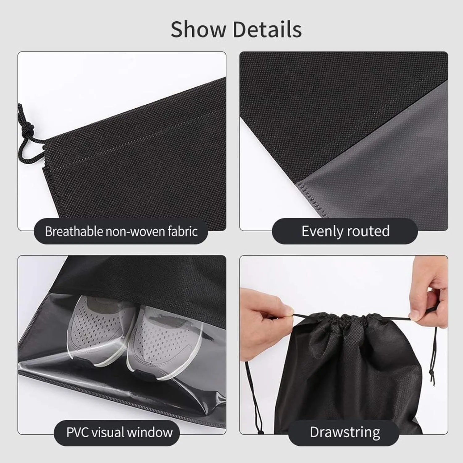 8 PCS Clear Shoe Bags - 15.7" x 11.8" Drawstring Travel Shoe Bags for Packing, Waterproof Dustproof Portable Shoe Storage