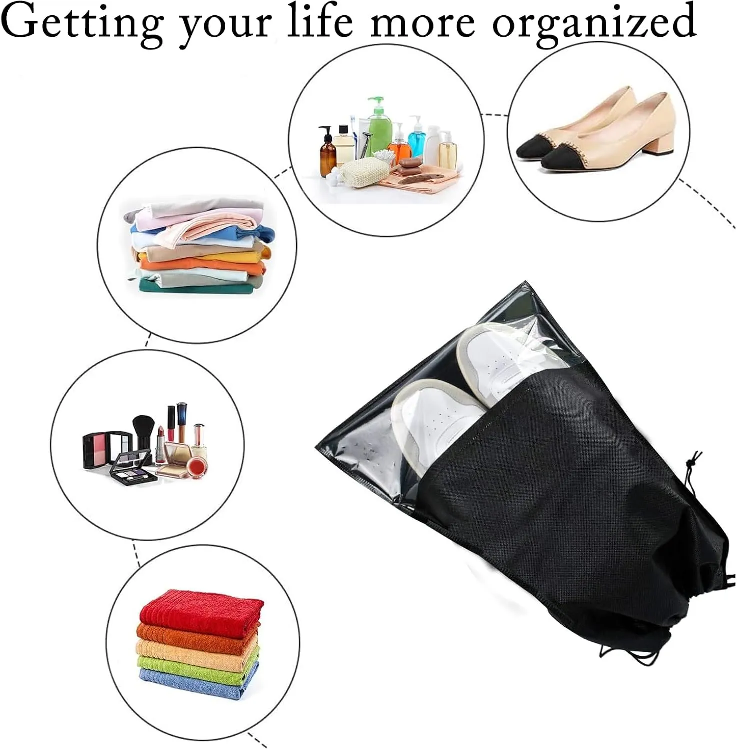 8 PCS Clear Shoe Bags - 15.7" x 11.8" Drawstring Travel Shoe Bags for Packing, Waterproof Dustproof Portable Shoe Storage