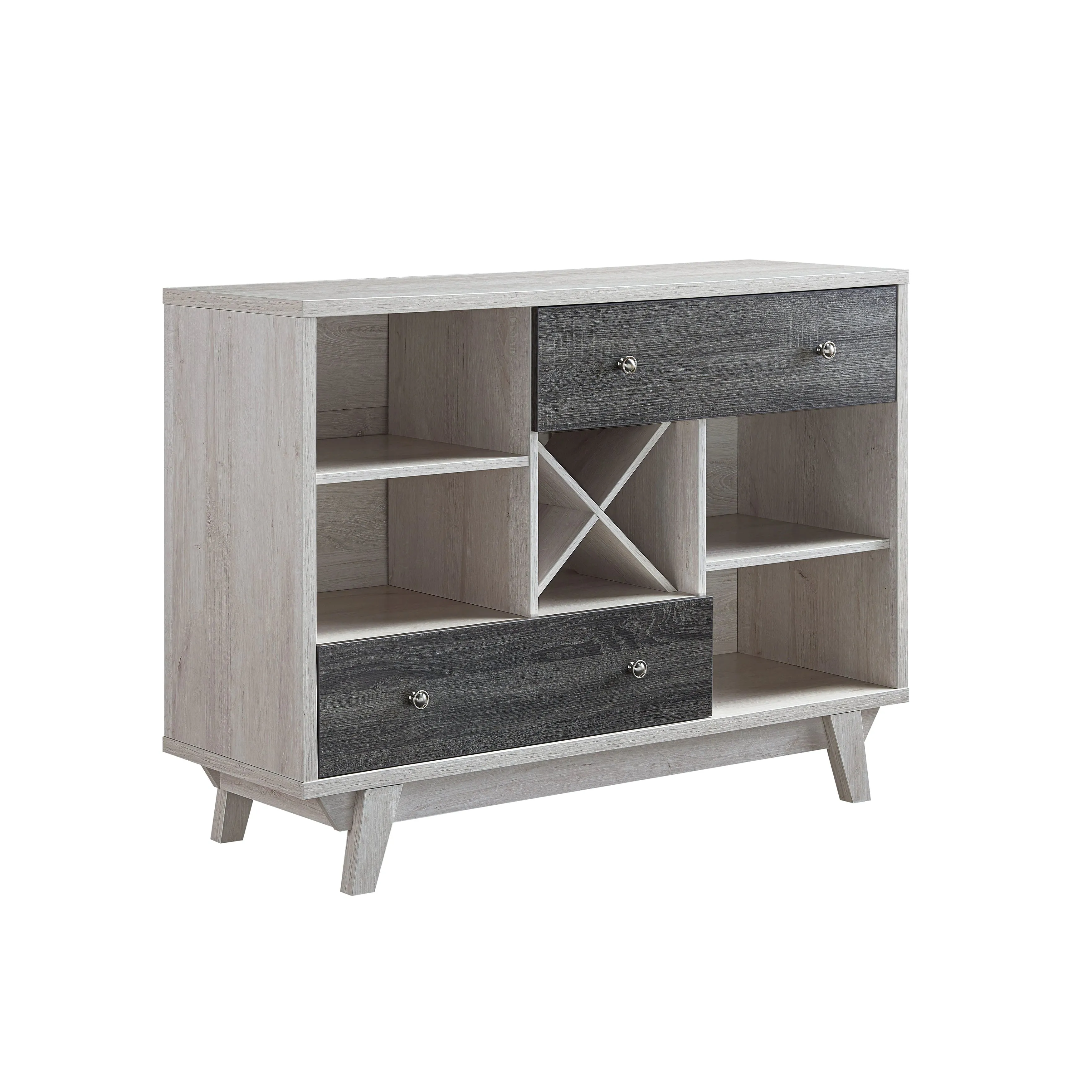Fairwood Transitional White Oak & Distressed Gray 2-Drawer Wine Bar