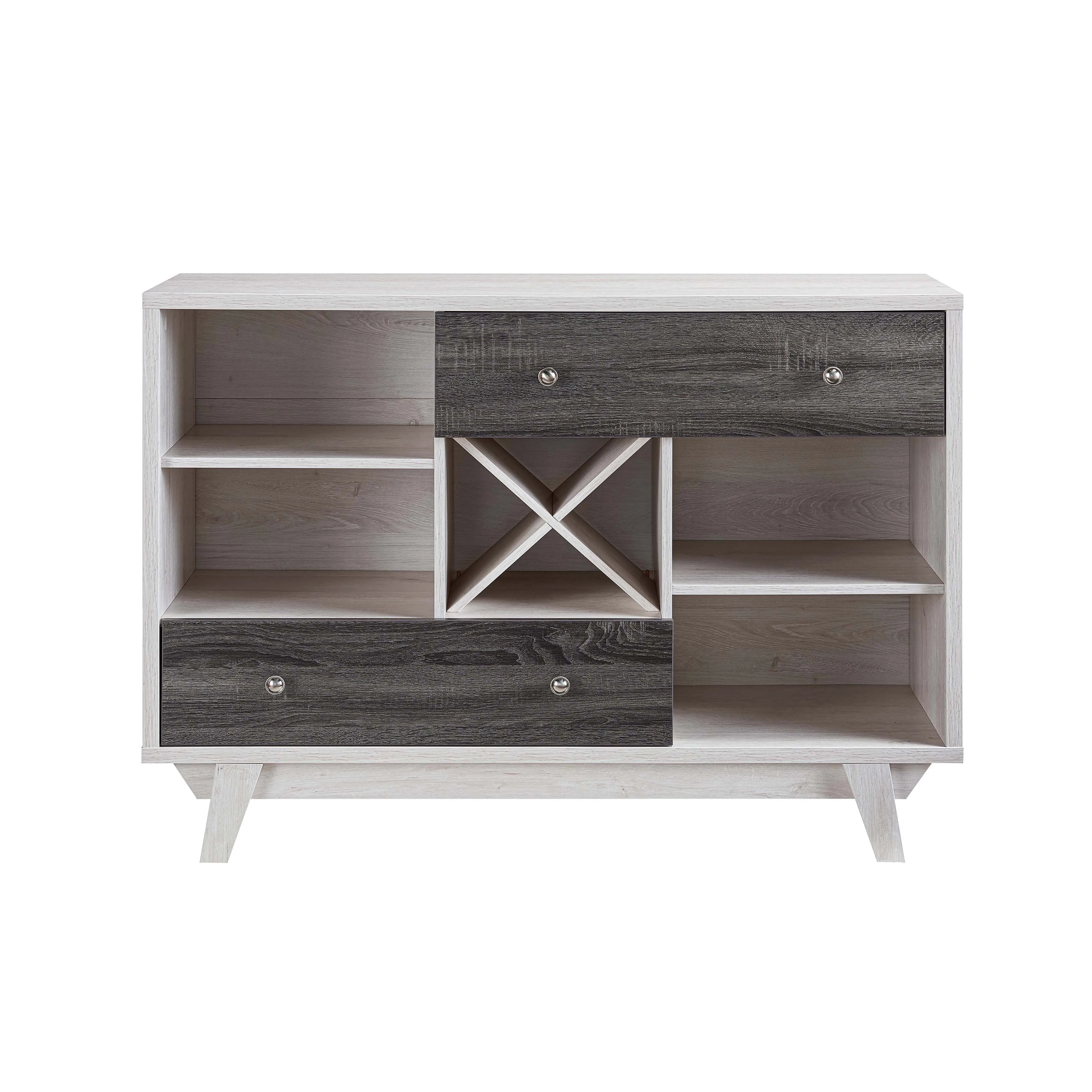Fairwood Transitional White Oak & Distressed Gray 2-Drawer Wine Bar