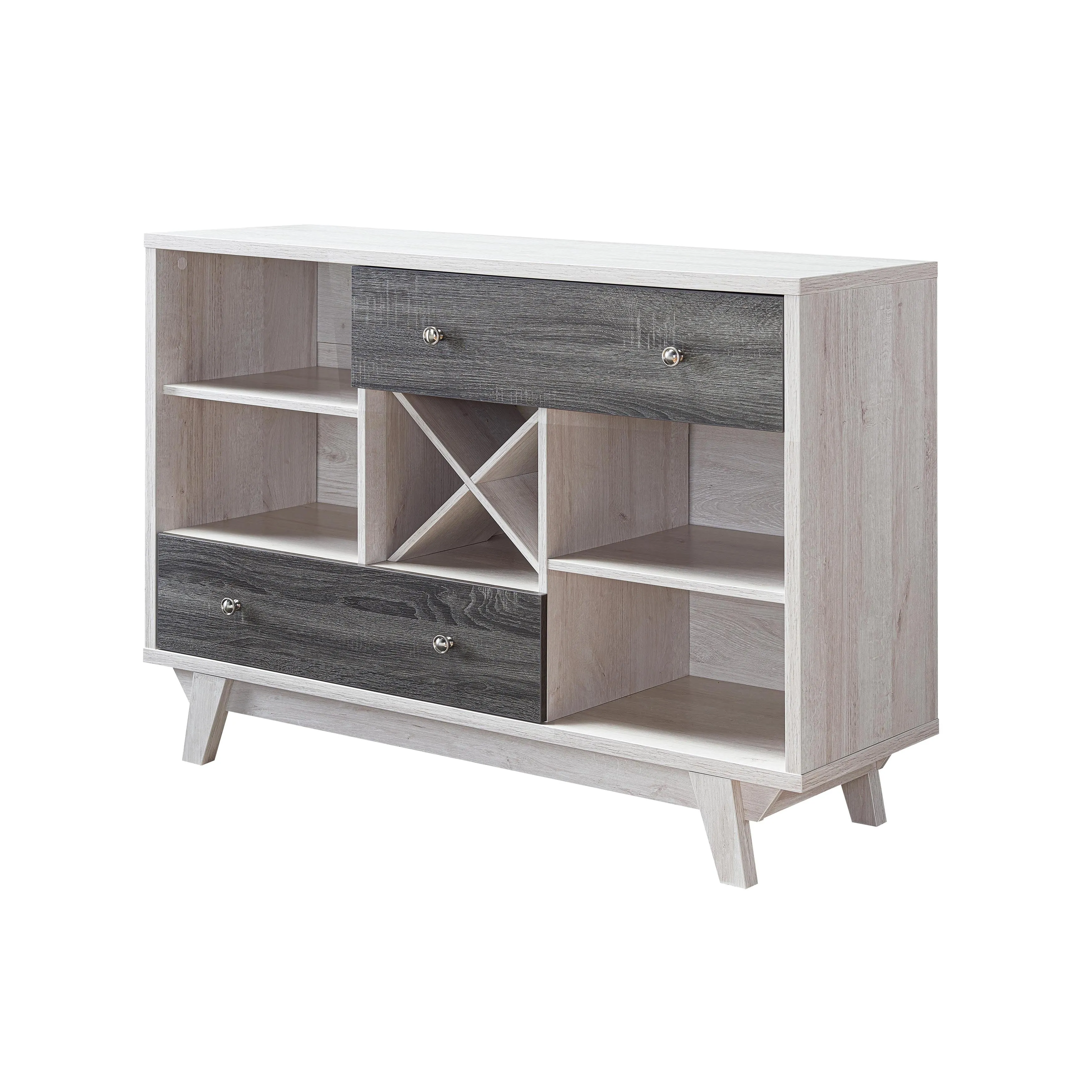 Fairwood Transitional White Oak & Distressed Gray 2-Drawer Wine Bar