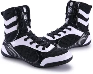 High Traction Men's Youth Women Sports Shoes Boxing Wrestling Shoes High Combat Speed Squat Shoes Mens Weightlifting Fighting Boxing Shoes Non-Slip Training Competition Shoes Gym Boots