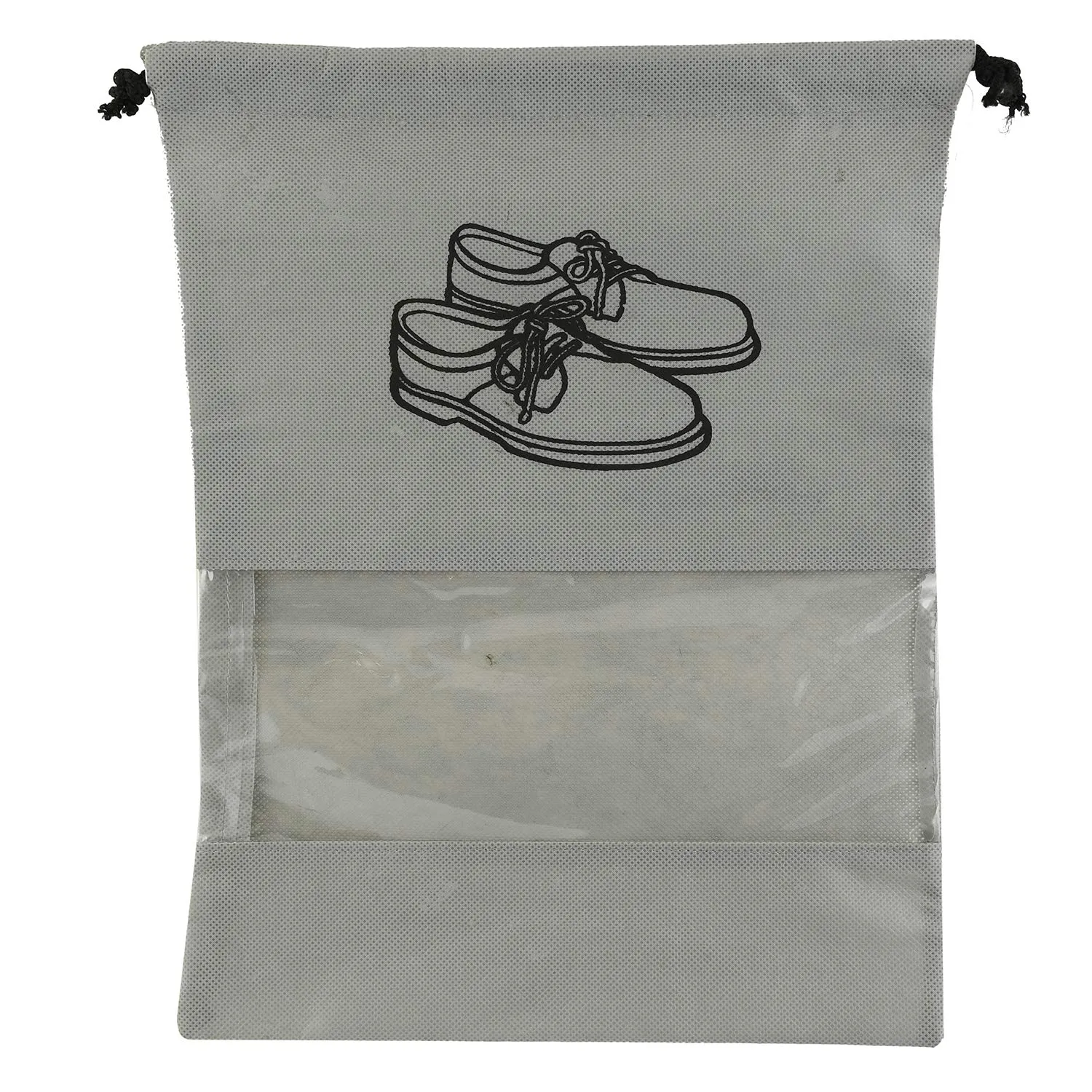 Kuber Industries 24 Piece Non Woven Travel Shoe Cover, String Bag Organizer, Grey -CTMTC39513