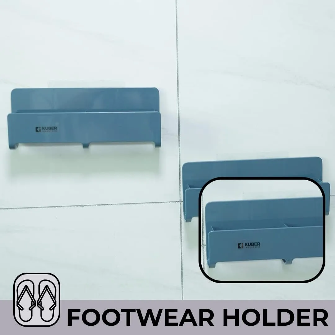 Kuber Industries Wall Mounted Shoe Rack for Home|Super Quality ABS/PVC|Compact & Durable|Self-Adhesive & Easy to Install|Unique Design|Shoe Stand For Bathroom & Bedroom|Set Of 2|1354A|Blue (Pack Of 4)