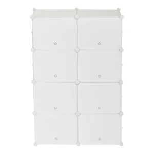RONSHIN 2 Rows 7-tier 14 Grids Shoe Rack Organizer 40x30cm Cube Shoe Cabinet 72x32x122cm White