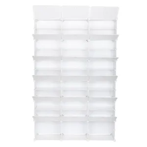 RONSHIN 3 Rows 12-tier Portable Shoe Rack Organizer Shoe Cabinet 122 x 32 x 180cm White