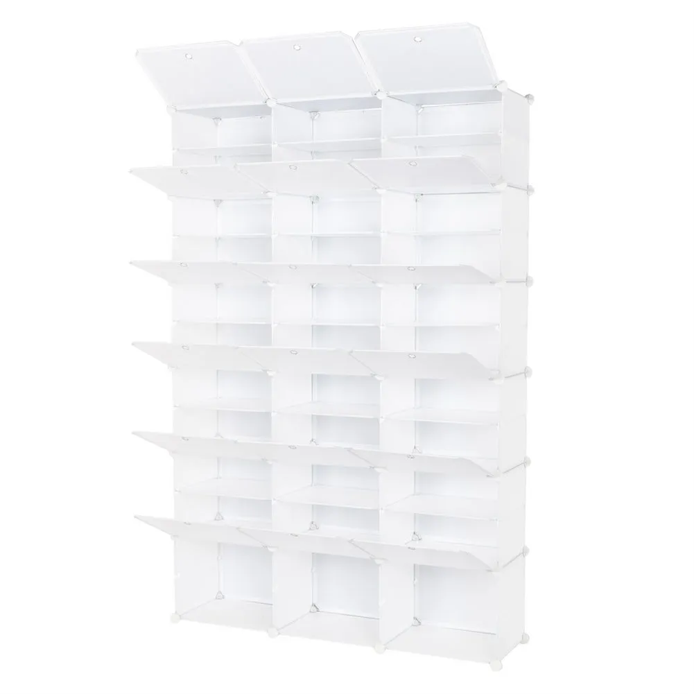 RONSHIN 3 Rows 12-tier Portable Shoe Rack Organizer Shoe Cabinet 122 x 32 x 180cm White