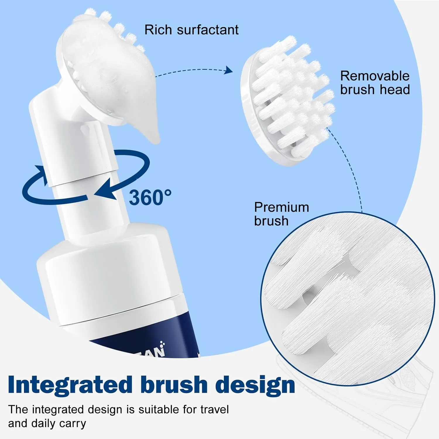 Water-free Sneaker Cleaner, White Shoe Cleaner Kit 6.76 OZ Foam for Tennis Shoes, Running, Golf, PU, Nubuck, Sole