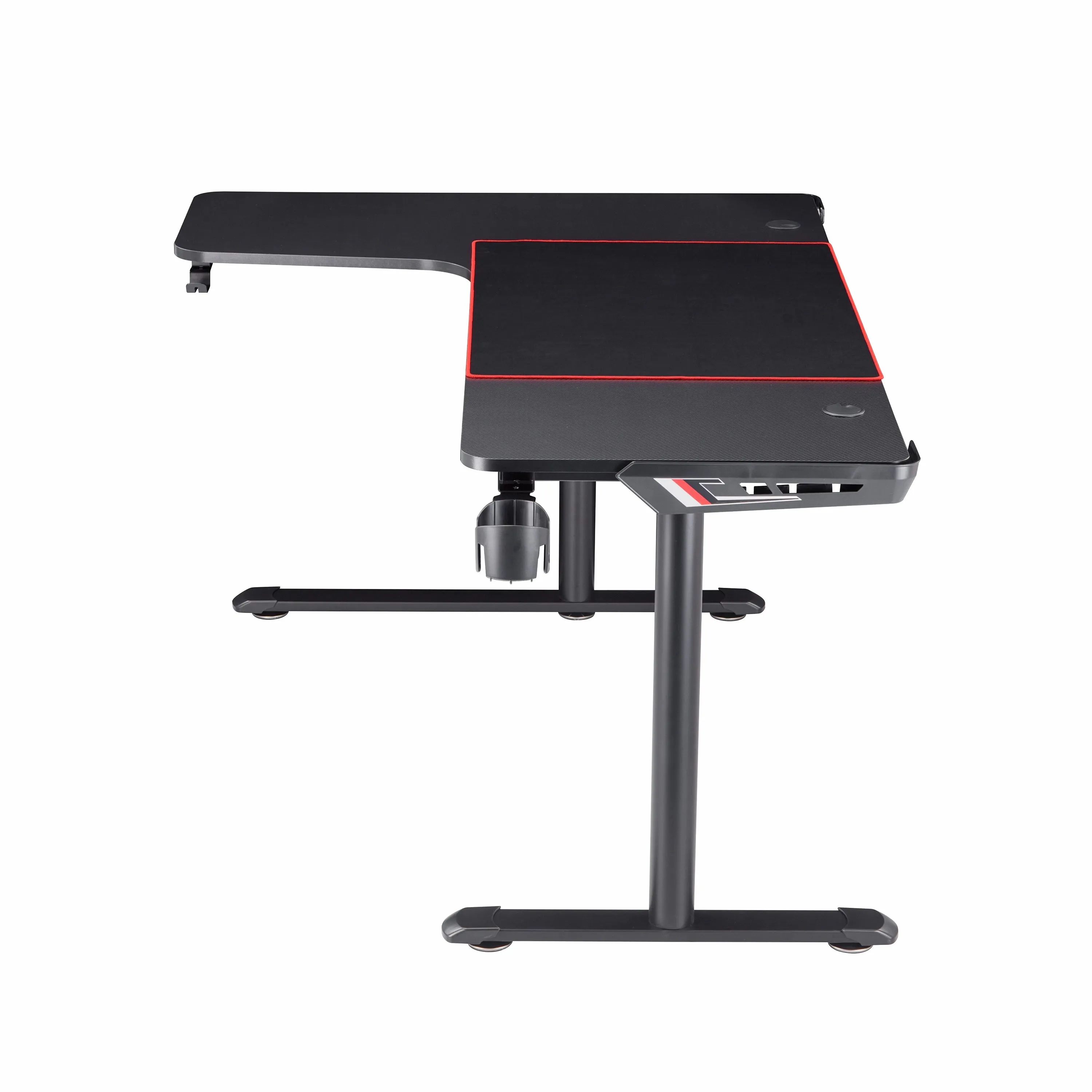 Wishka Modern Black 65-inch L-Shape Gaming Desk with USBs & Cup-holder