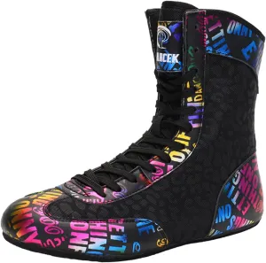 Wrestling Fighting Shoes Boxing Boots Lightweight High Top Rubber Sole Fitness Combat Footwear for Adults